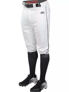 Rawlings Launch Jogger Baseball Pants Knickers NWT White Black Piping Youth XXL
